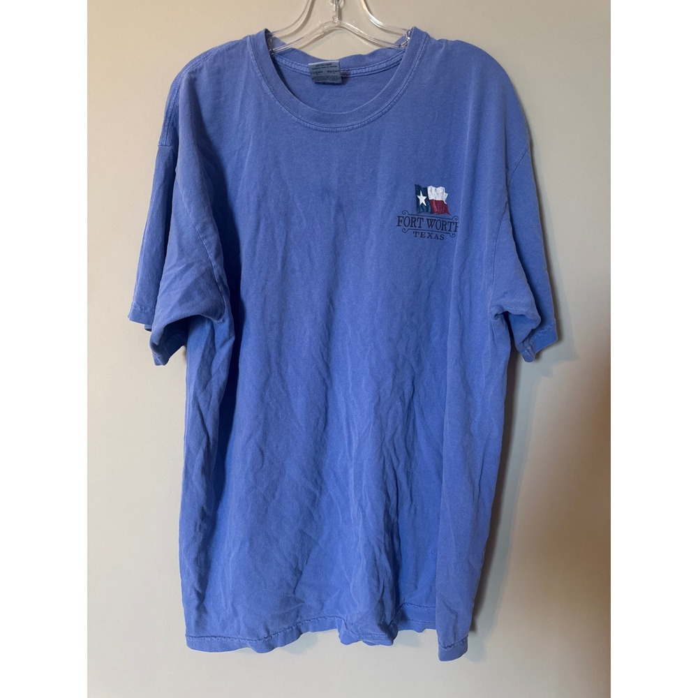 Comfort Colors Fort Worth Texas T-Shirt Mens XL Blue Garment Dye Lone Star State